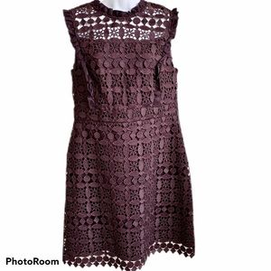 NWT Tahari ASL High Neck Lace Sheath Dress Purple